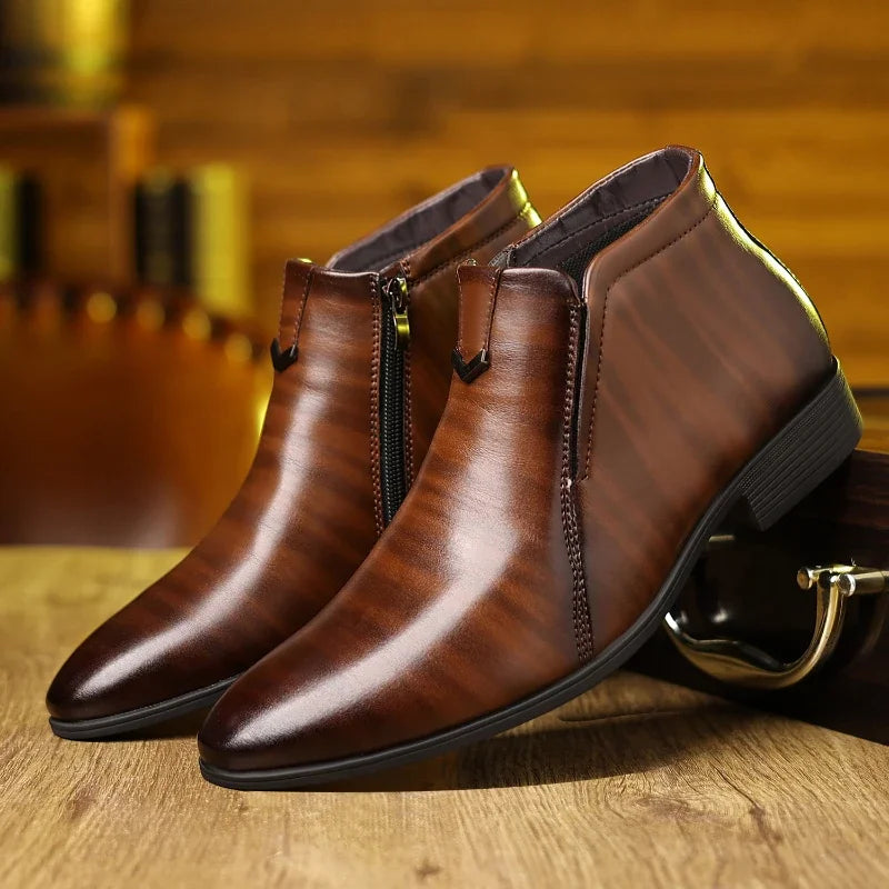 Luca | Chic Leather Boots with Side Zip